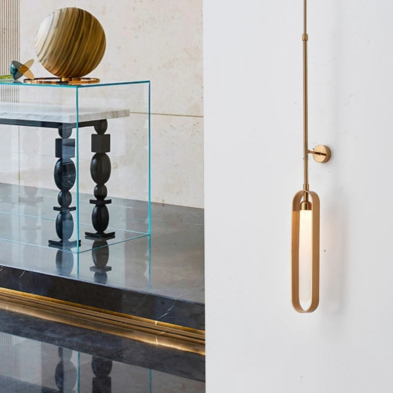 Creative LED Wall Light Height Adjustable Living Room Bedroom Dining Room Sconce Gold Metal White Acrylic