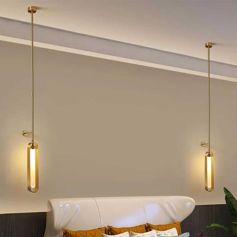 Creative LED Wall Light Height Adjustable Living Room Bedroom Dining Room Sconce Gold Metal White Acrylic