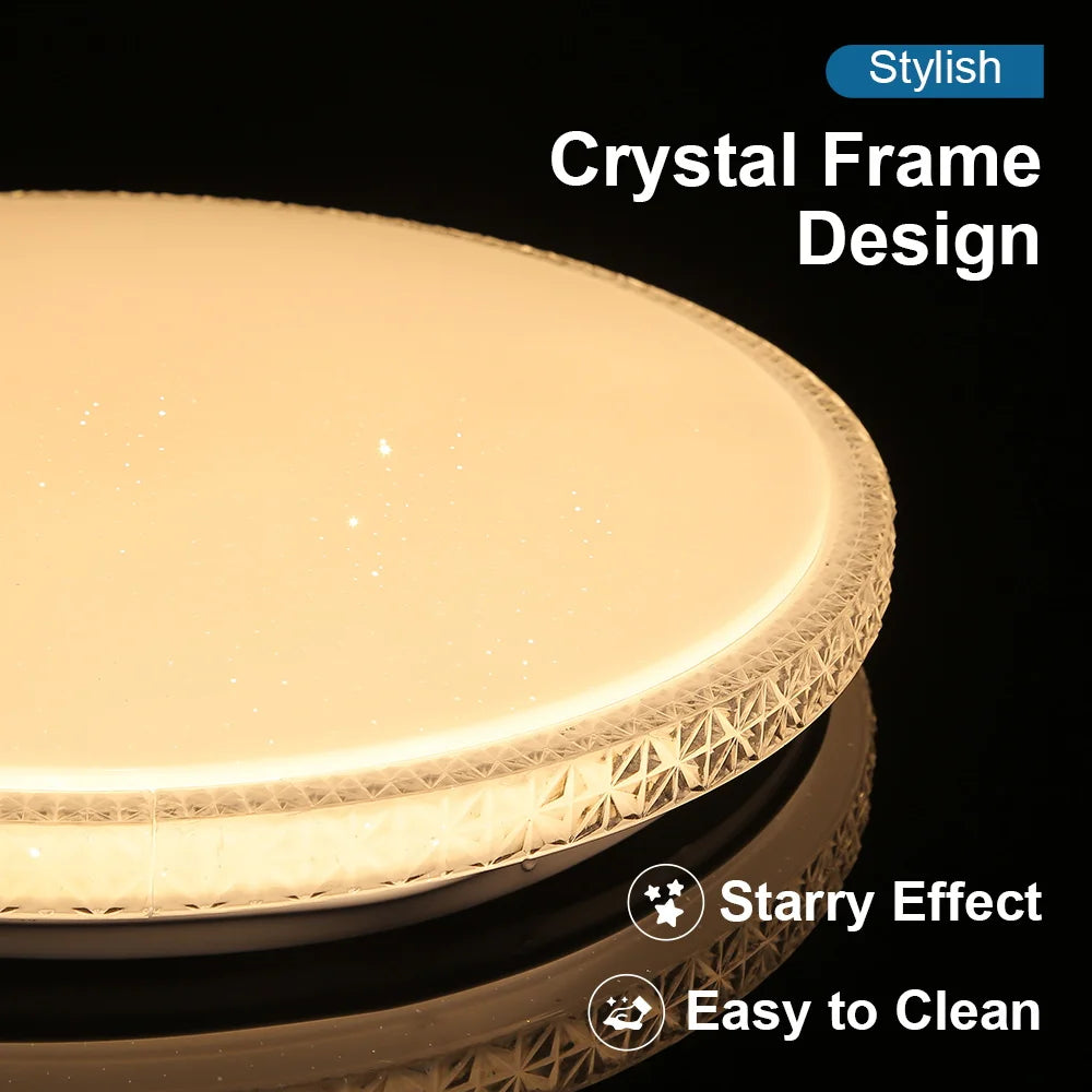 Crystal Led Ceiling Lamp with Remote Control Dimming 3 Colors Led Panel Lighting for Living Room 50W 70W Ceiling Lights 220V