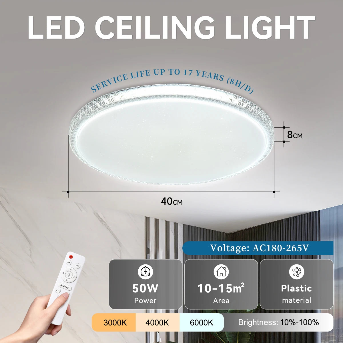Crystal Led Ceiling Lamp with Remote Control Dimming 3 Colors Led Panel Lighting for Living Room 50W 70W Ceiling Lights 220V