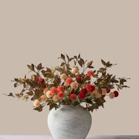 Faux Arrangement - Assorted Kiku & Green Leaf Spray